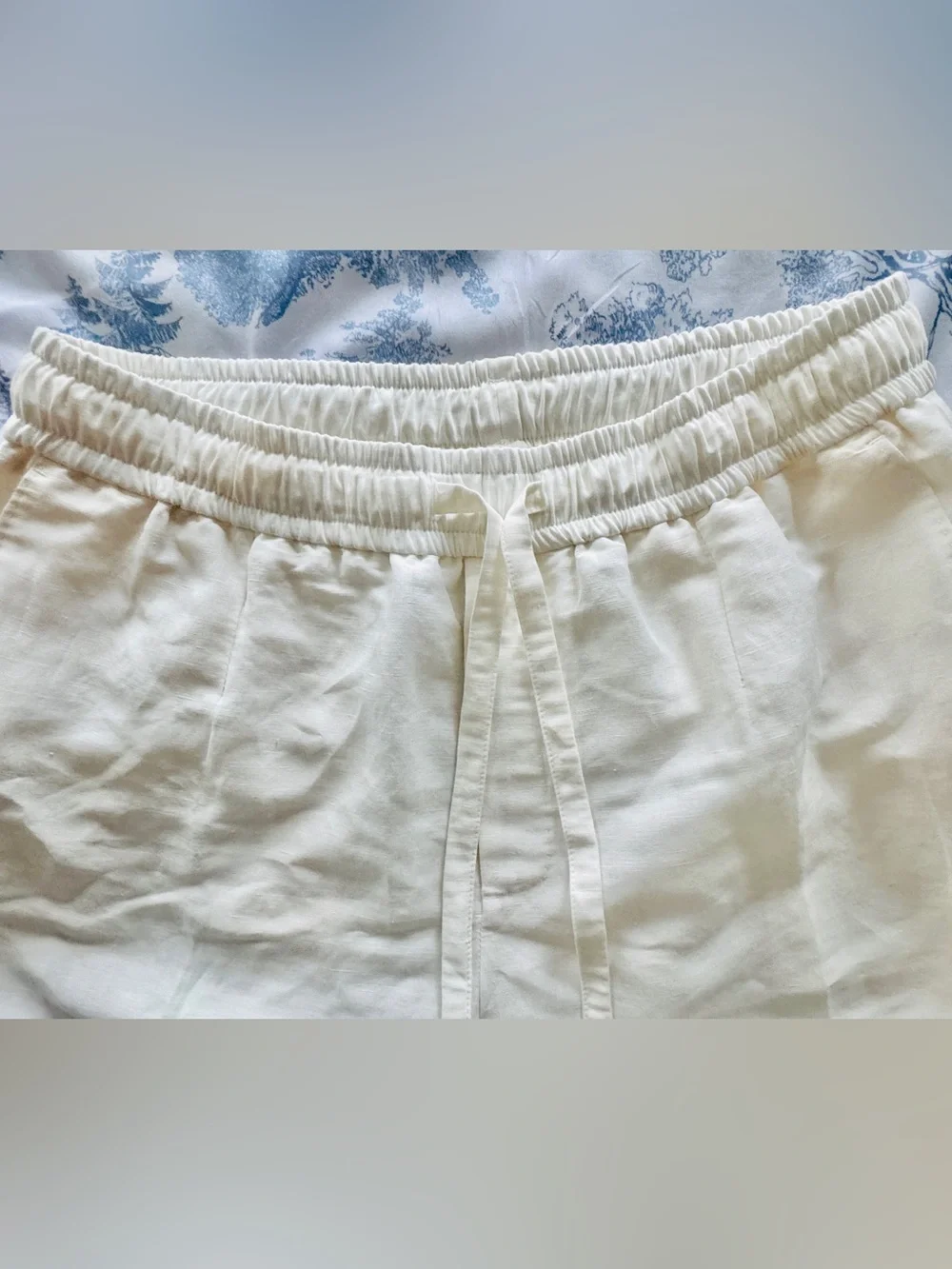 Men’s Dolce & Gabbana Cream Wide-Leg Drawstring Linen Pants Custom- short length
